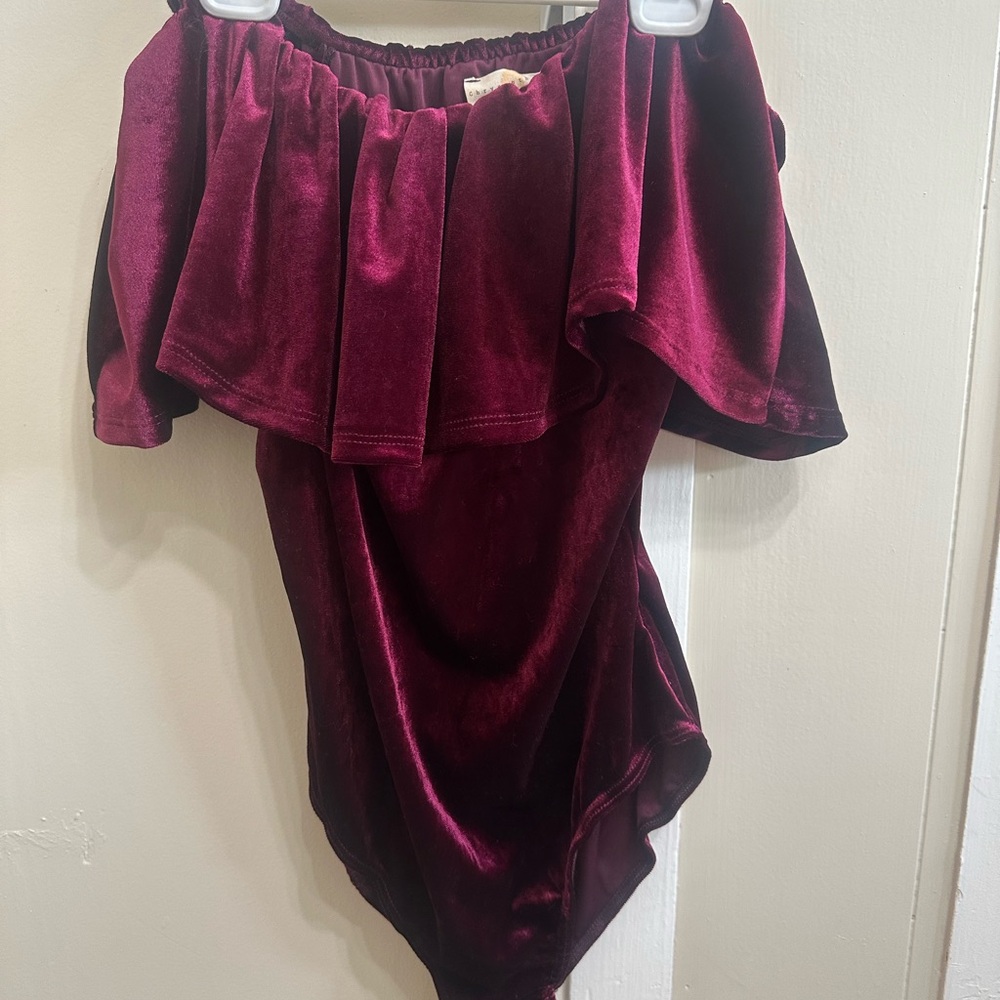 Vici Burgundy Off-Shoulder Bodysuit